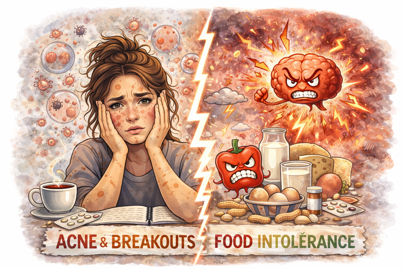 Acne and breakouts connection to food intolerance