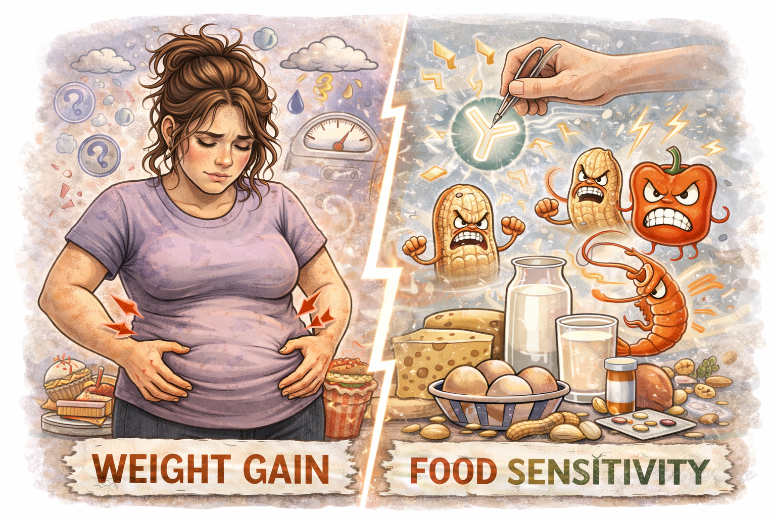 Weight gain and food sensitivity illustration